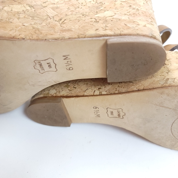 Tory Burch cork Strappy Wedge Platform Sandals Leather Shoes - Picture 10 of 14